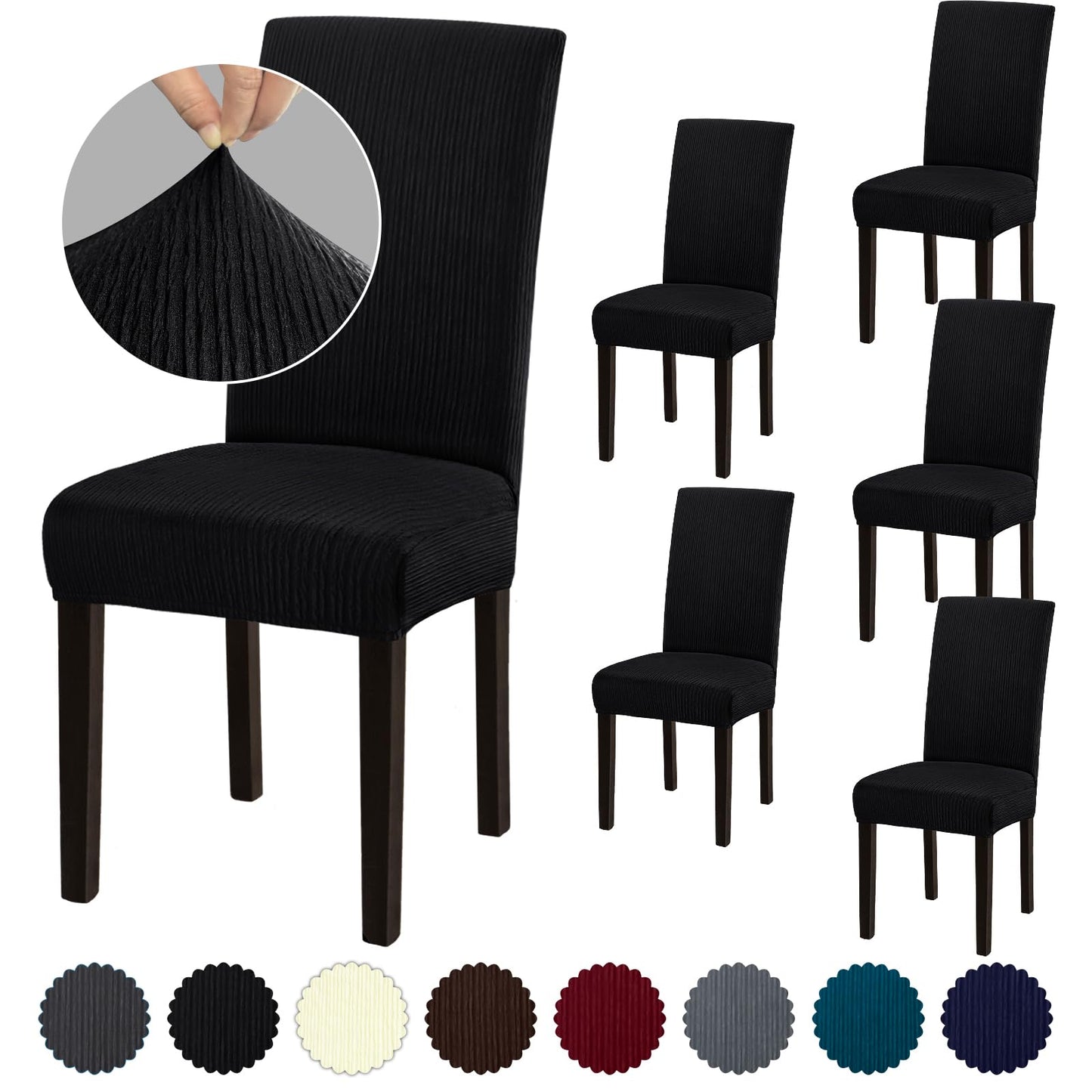 Fafua Stretch Dining Room Chair Covers Set of 6, Removable Washable Chair Covers for Dining Chairs,Dining Room, Hotel, Ceremony