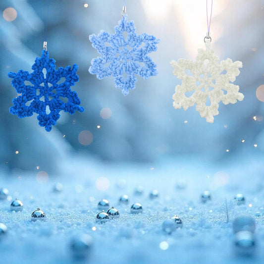 Giegxin 12 Pcs Winter Snowflake Ornament Cotton Crochet Snowflakes Hanging Decorations Handmade Blue White Ornament for Winter Wonderland Decorations