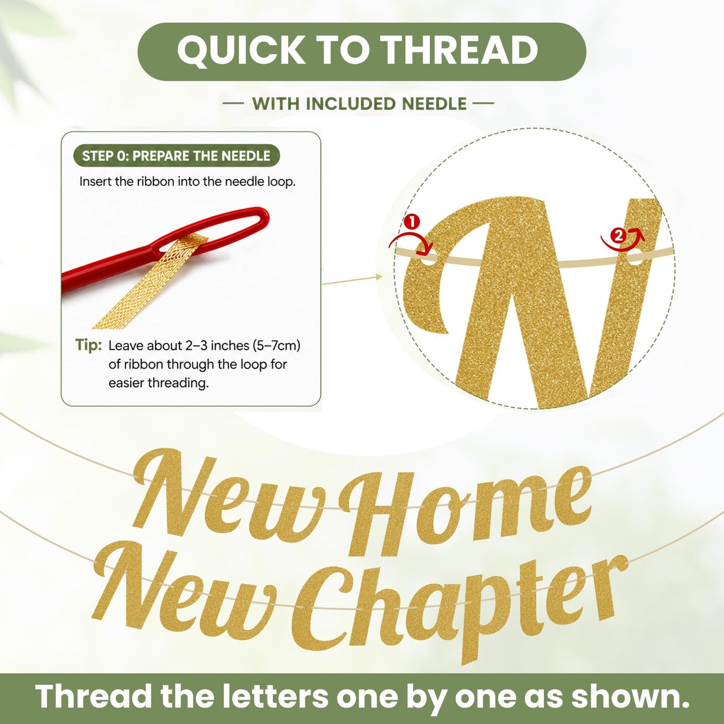 New Home New Chapter Housewarming Decorations Set, Sage Green Gold Boho Welcome Home Party Decor Kit with Banner, Balloons, Tassels & Garland