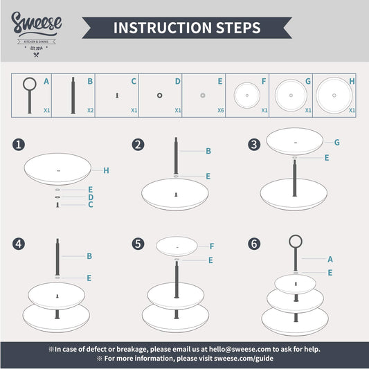 Sweese 3 Tier Cupcake Stand- White Porcelain Cake Stand- Dessert Stand, Tiered Serving Trays for Parties