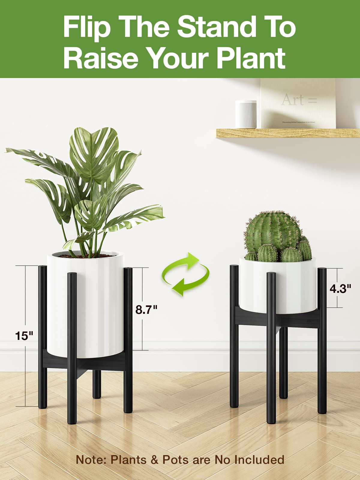 MUDEELA Plant Stand Dark Brown 2 Pack or 2 Tier and Plant Stand Black 1 Pack