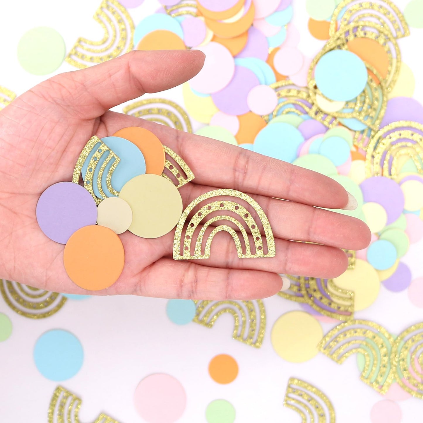 Blopee Rainbow Confetti, 240 PCS Pastel Rainbow Baby Shower Decorations, Rainbow Theme Birthday Party Decorations