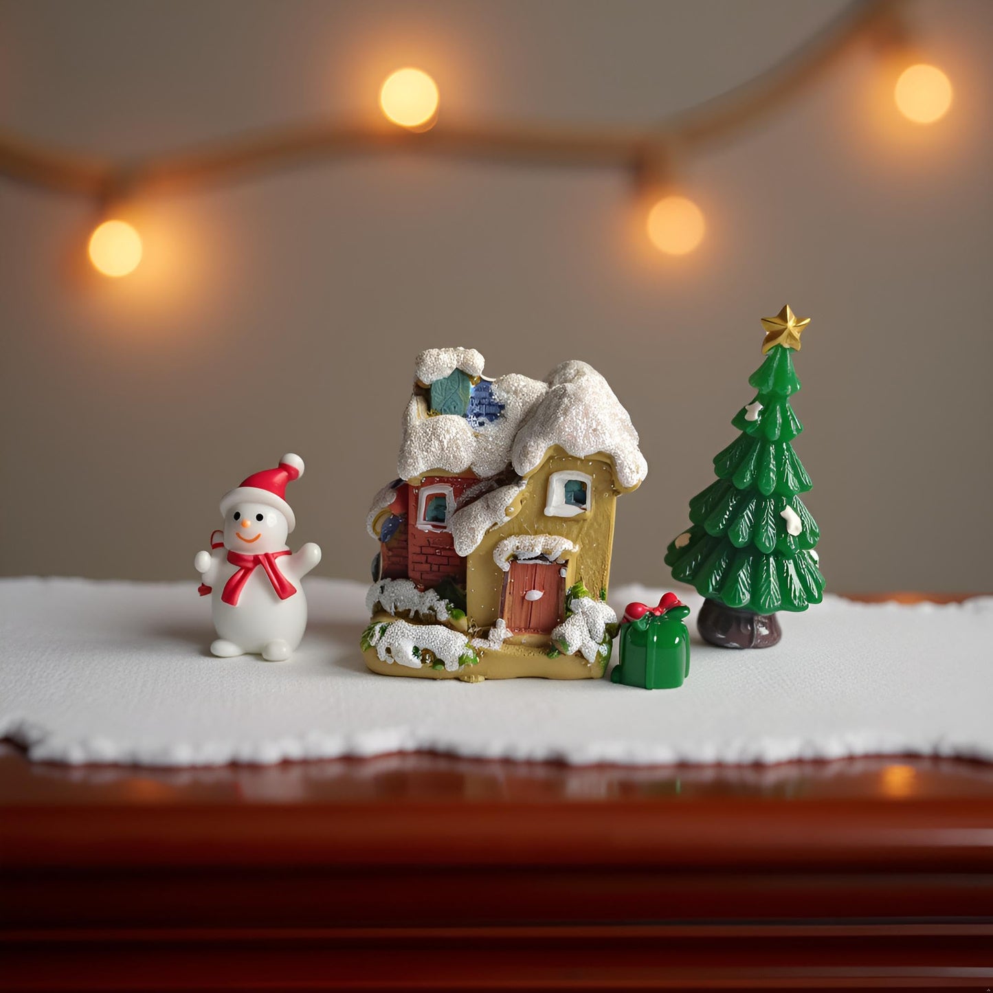 Kai Dream Christmas Village Miniature Decorative Set, 26 Pieces Holiday Scene with Snow Houses, Santa, Reindeer, Sleigh, Trees and Figurines, Winter Holiday Collection