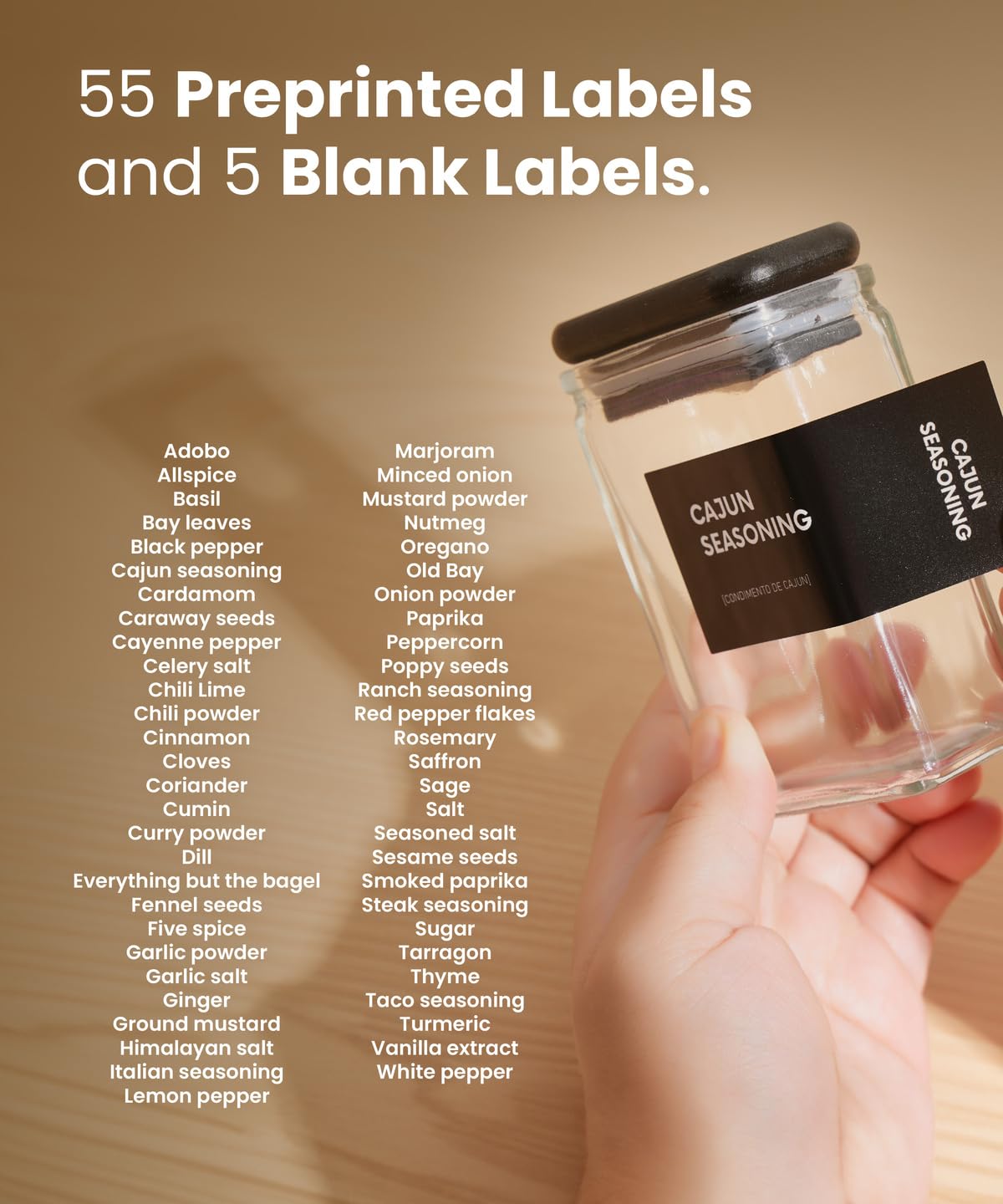 APT 1101 Glass Storage Jars with Bamboo Lid, glass canisters with airtight lids, Clear jars with lids for Spice, Cookie, Candy, Tea, Coffee Bean and Rice (Black, Spice Jar Set (4 oz, set of 12))