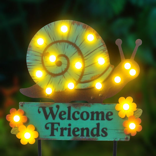 YHSOLAR 43.3" Tall Garden Stakes with Garden Signs Decorative Outdoor, Snail Solar Landscape Lights Outdoor Yard Decorations for Outside Patio Porch Birthday Gardening Mothers Day Gifts for Mom