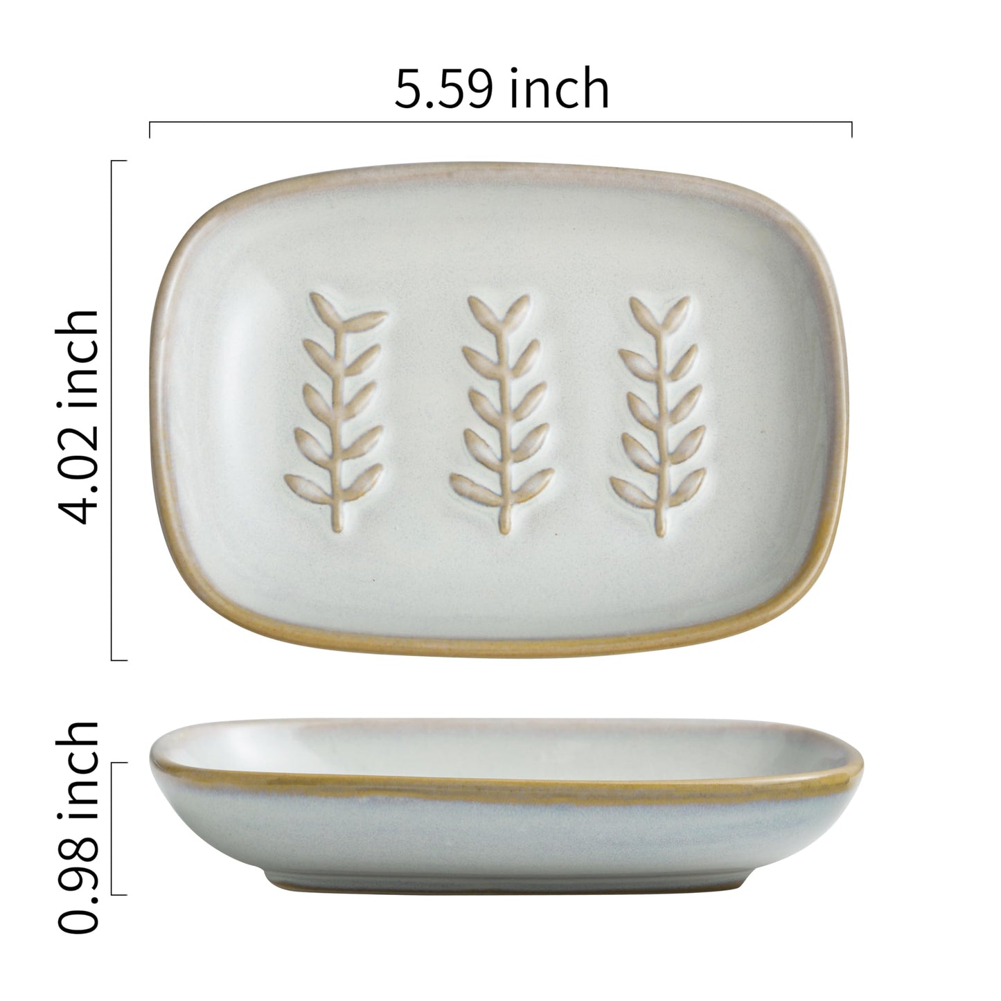 Miamolo Soap Dish Bar Cleaner Dish for Shower, Ceramic Soap Dishes for Large Soap Bar Shampoo or Sponge, Shower Soap Dish Soap Saver Tray for Bathroom Kitchen Sink, Easy to Clean