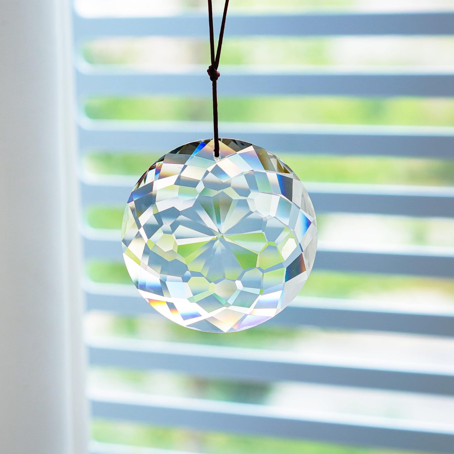 HDCRYSTALGIFTS 75mm Prism Hanging Crystal Suncatcher Clear Chandelier Crystals Flower of Life Prisms Sun Catcher Indoor Window Glass Ornaments for Christmas Tree Gifts