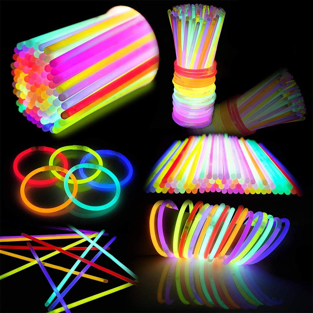 JOYIN 144 Pcs 8" Glow sticks Bulk Party Favors Pack, Neon Glow in the Dark Party Supplies, Light Up Necklaces and Bracelets with Connectors, Easter, Football, Birthday Decorations