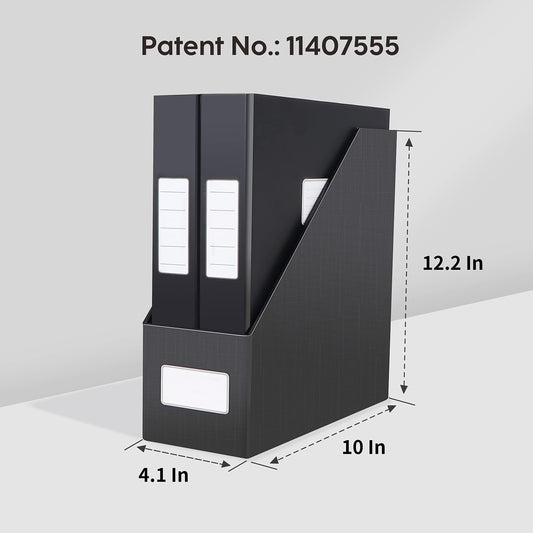 JiaWei Black Magazine File Holders, 3 Packs Sturdy Cardboard File Rack, Office Organization Desktop Storage File Box Binder for Shelves and Desk, Folder Holder for Office or Classroom