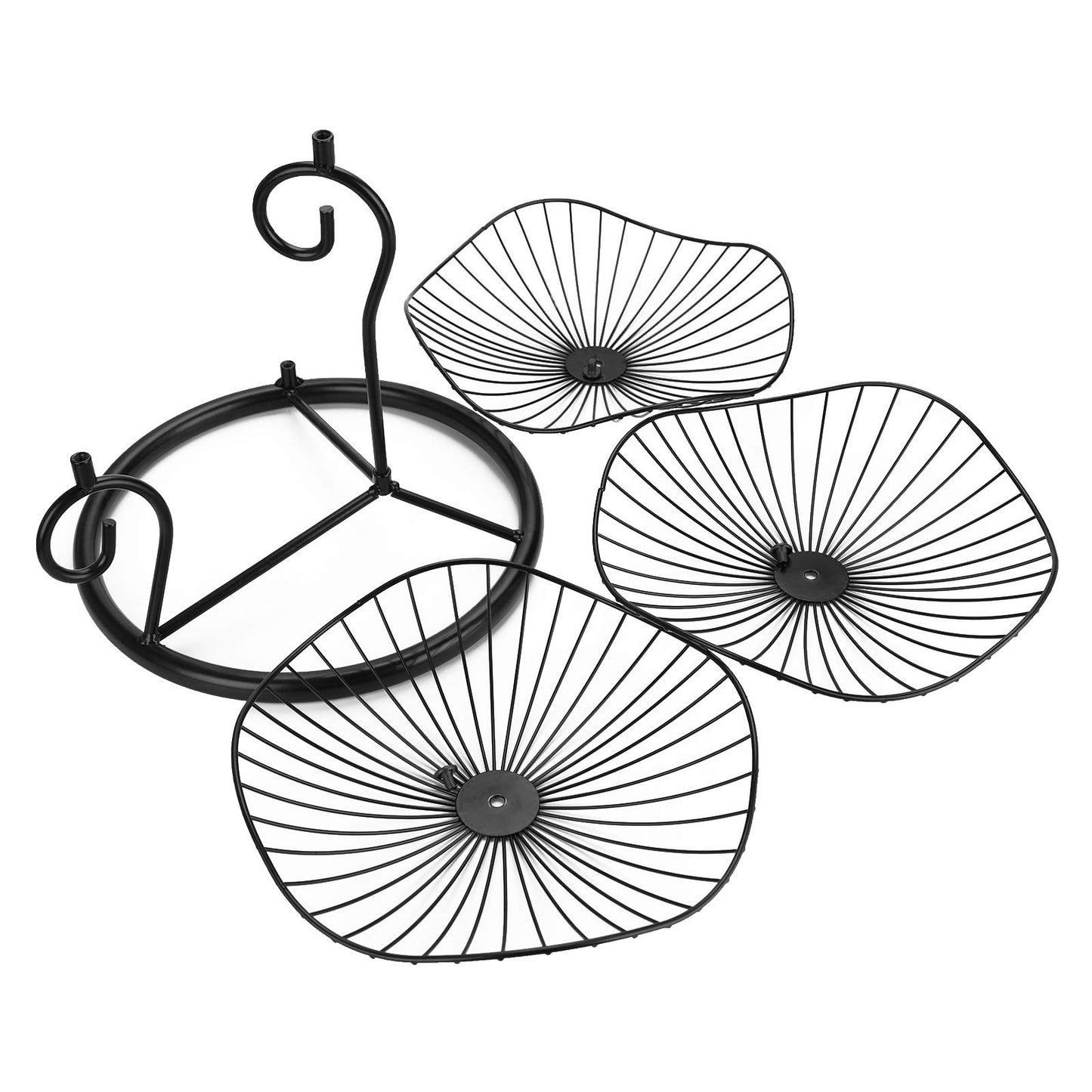 OwnMy 3-Tier Fruit Basket Stand Decorative Iron Fruit Bowl, Metal Wire Fruit Holder Storage Trays Table Countertop Holder for Vegetables Bread Snack, Modern Lotus Fruit Bowls for Kitchen Counter Table