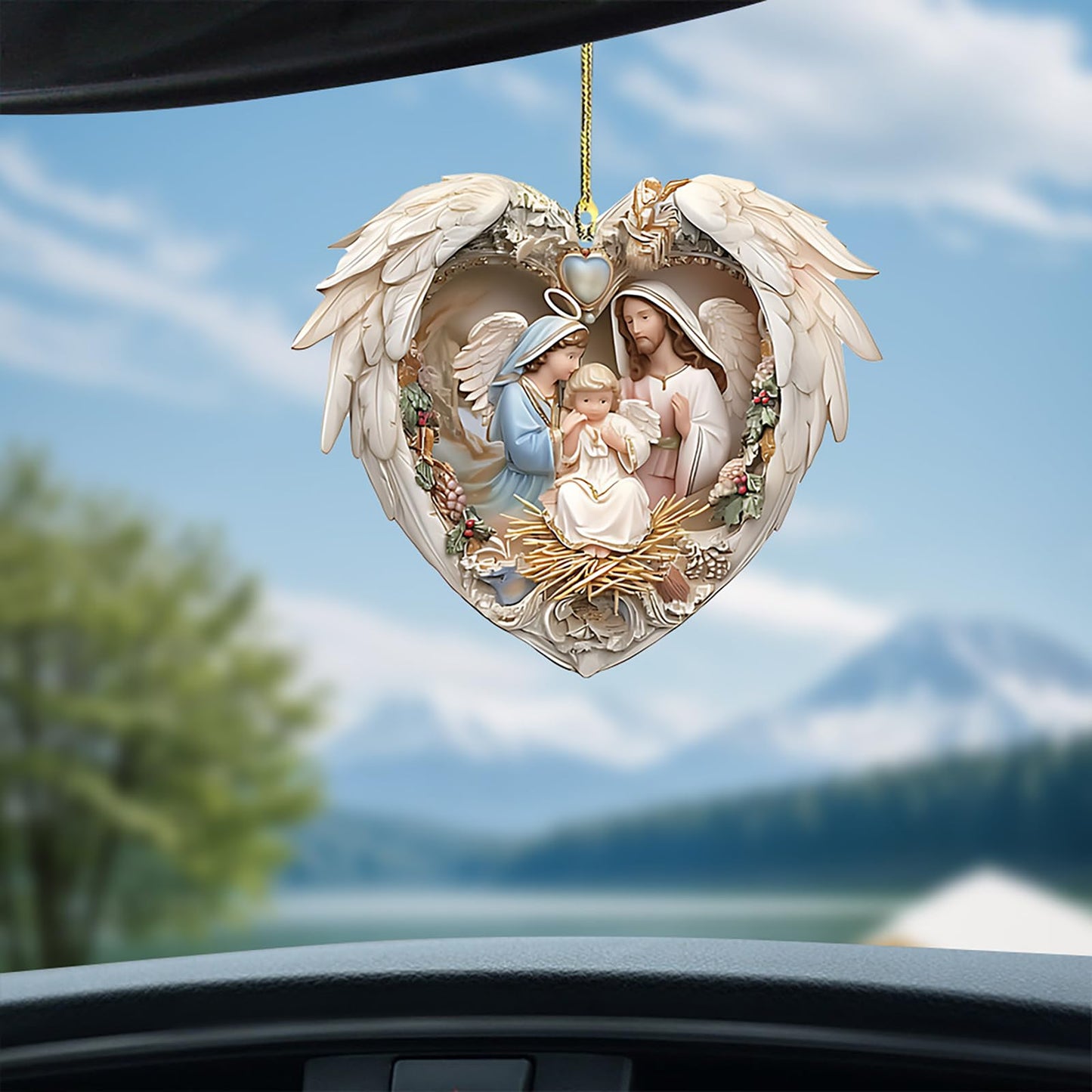 Chiristmas Gifts for Women Friend, Acrylic Decorative Hanging Pendant Heart Shaped Ornaments for Door Tree Car Decor (A)