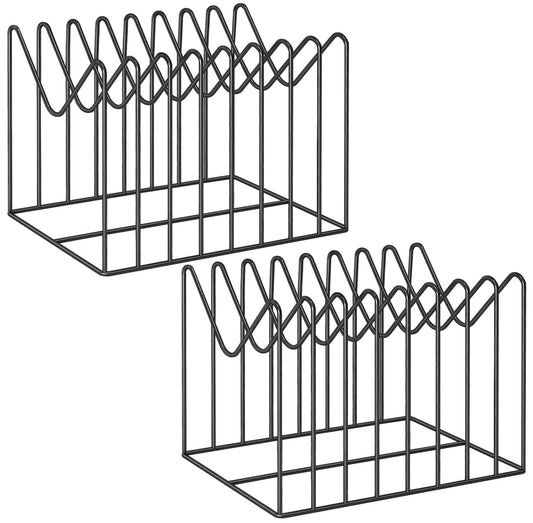 TOPCJ 2 Sets Wire File Organizer for Desk,File Folder Holder/Rack/Stand,File Sorter Organizer,Desktop Record/Clipboard Holder,8 Sections Storage,Anti-Scratch/Rusty,Steel Stable Holder,Black