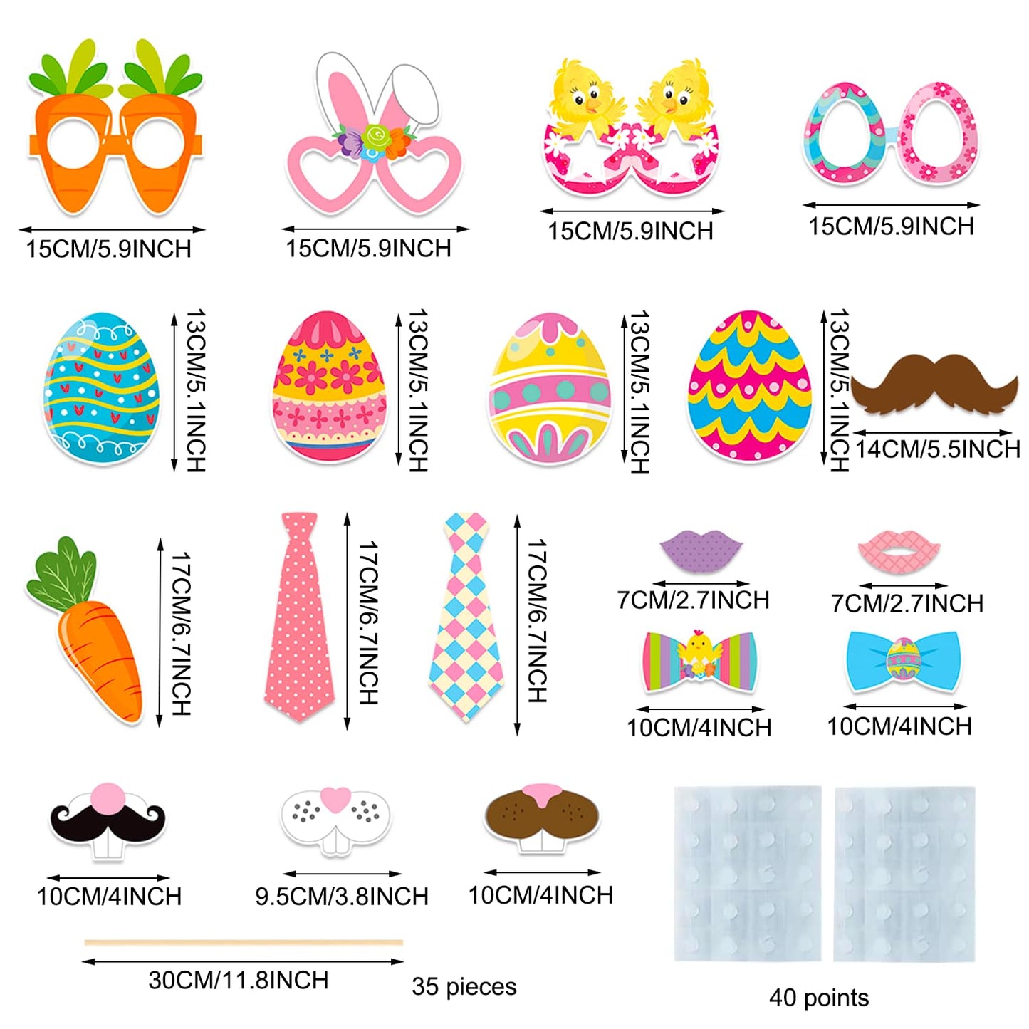 Easter Party Decorations Happy Easter Photo Booth Props Kit Cute Eggs Bunny Glasses Birthday Photography Props Rabbit Chick Eggs Spring Party Decorations Supplies 35 Pieces