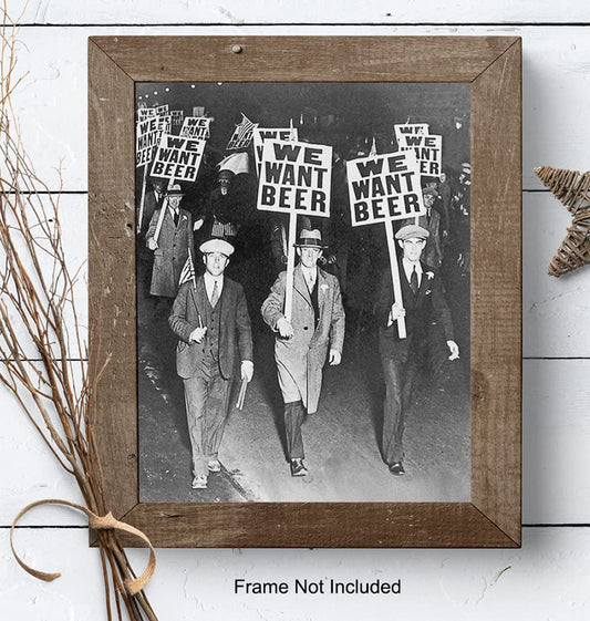 Vintage Prohibition Beer Poster LARGE 11x14 - Unique Wall Art Decor for Home, Bar, Cafe - Funny Saying Retro Art Print - Bar Room Decor - Vintage Decorations - Bar Art - Retro Decor - Funny Saying
