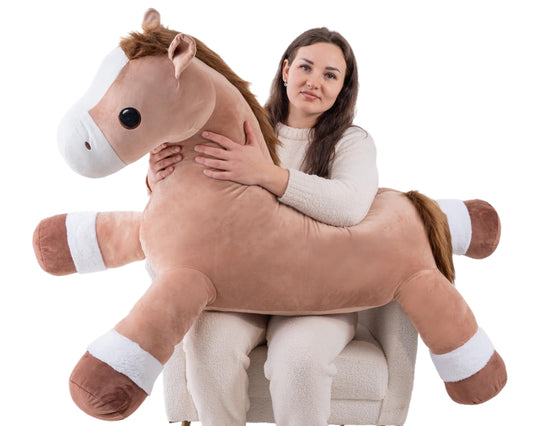Jrystar Giant Horse Stuffed Animals, Large Stuffed Horse Plush Pillow, 37" Soft Large Stuffed Pony, Cute Farm Animals Plush Toys, Gifts for Kids Boys Girls on Birthday Children's Day Christmas