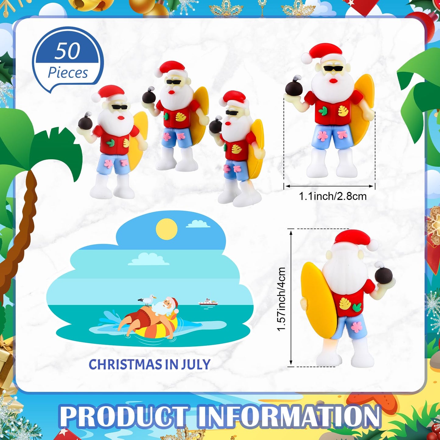 Halloscume 50 Pcs Mini Christmas Figurines Tiny Santa Claus Figurines to Hide and Seek Miniature Christmas Decorations Small Figurines Ornaments for Xmas Holidays Favors Supplies