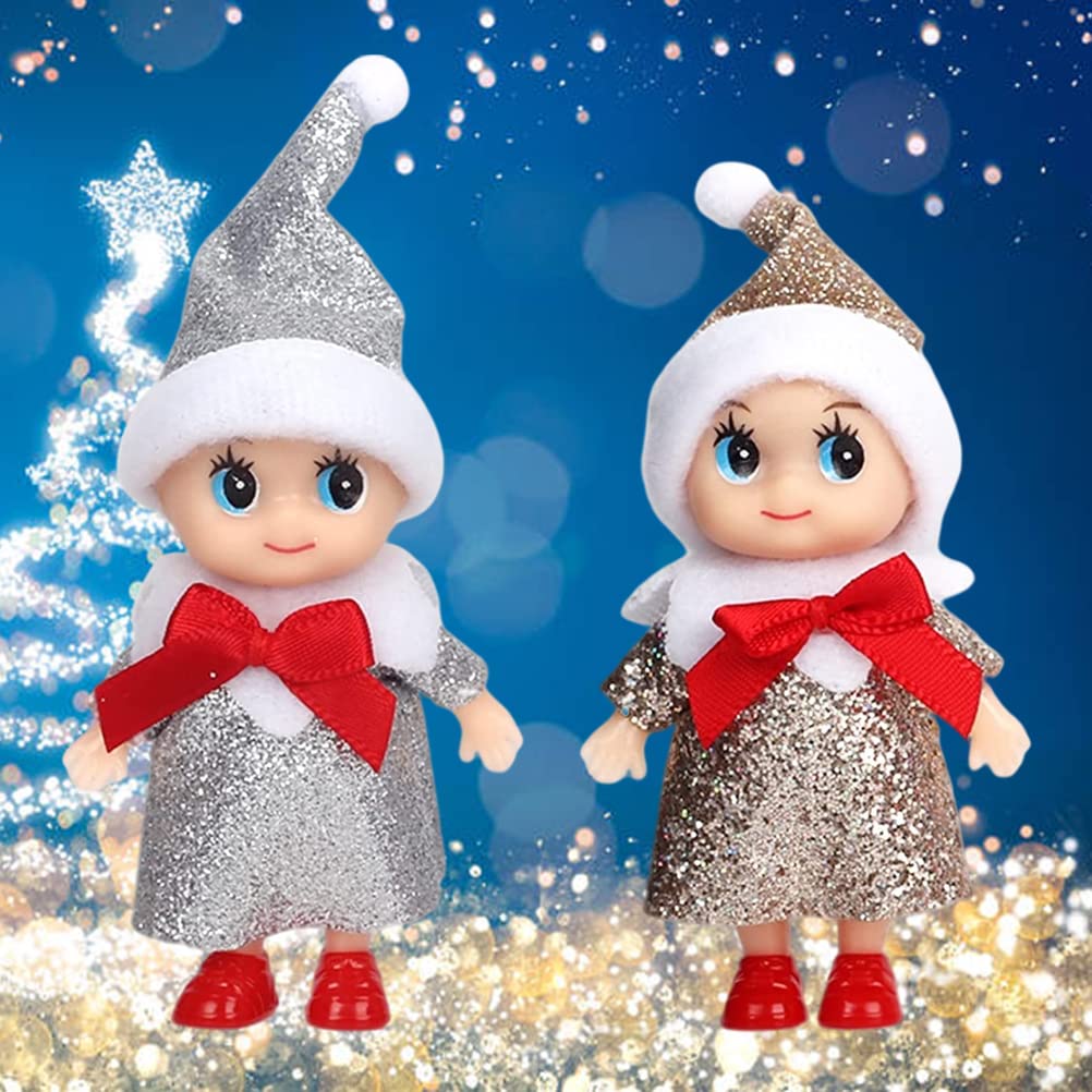 Phefop 4 Cute Christmas Mini Elf Dolls with Moveable Head, Arms, and Legs for Kids, Xmas Stocking Filler