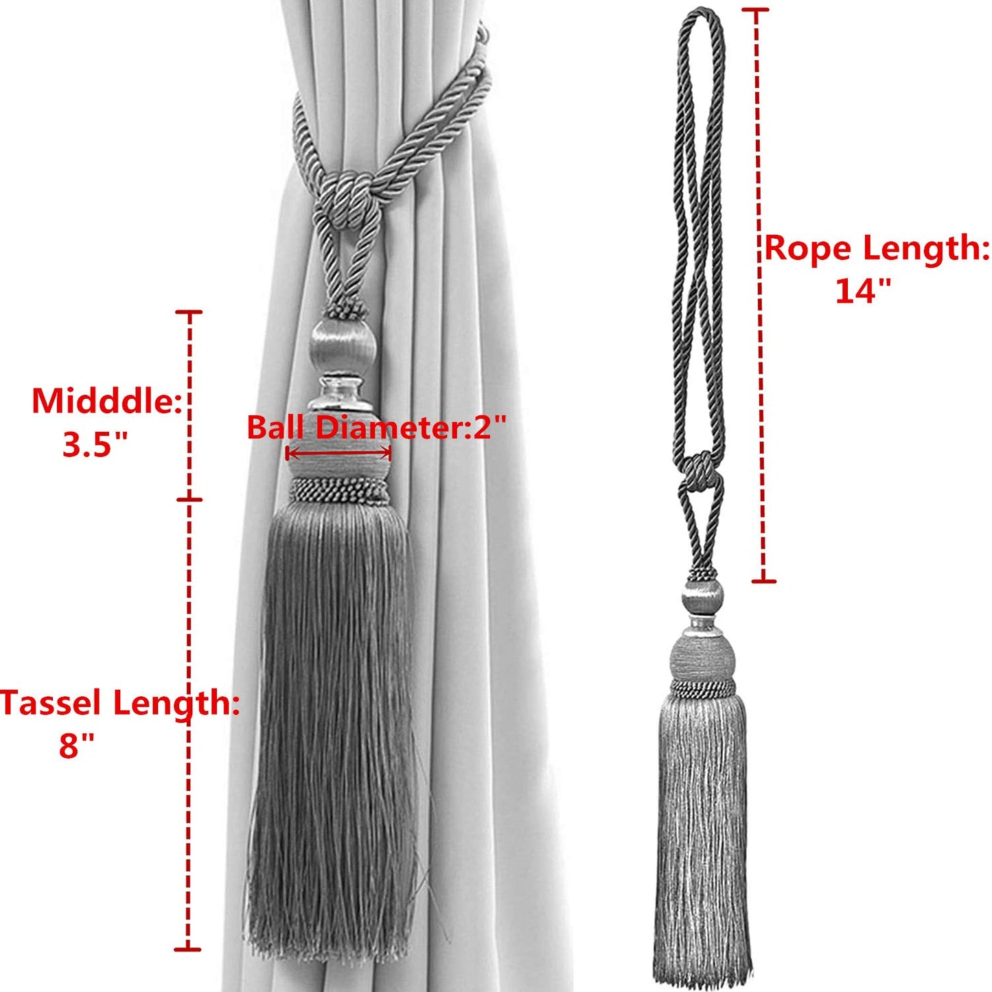 Selling Wonderful Curtain Holdbacks Curtains Tiebacks Home Decorative Braided Buckle Fastener Accessories Window Drapery Ball Tassels Tiebacks, Set of 2 (Coffee)