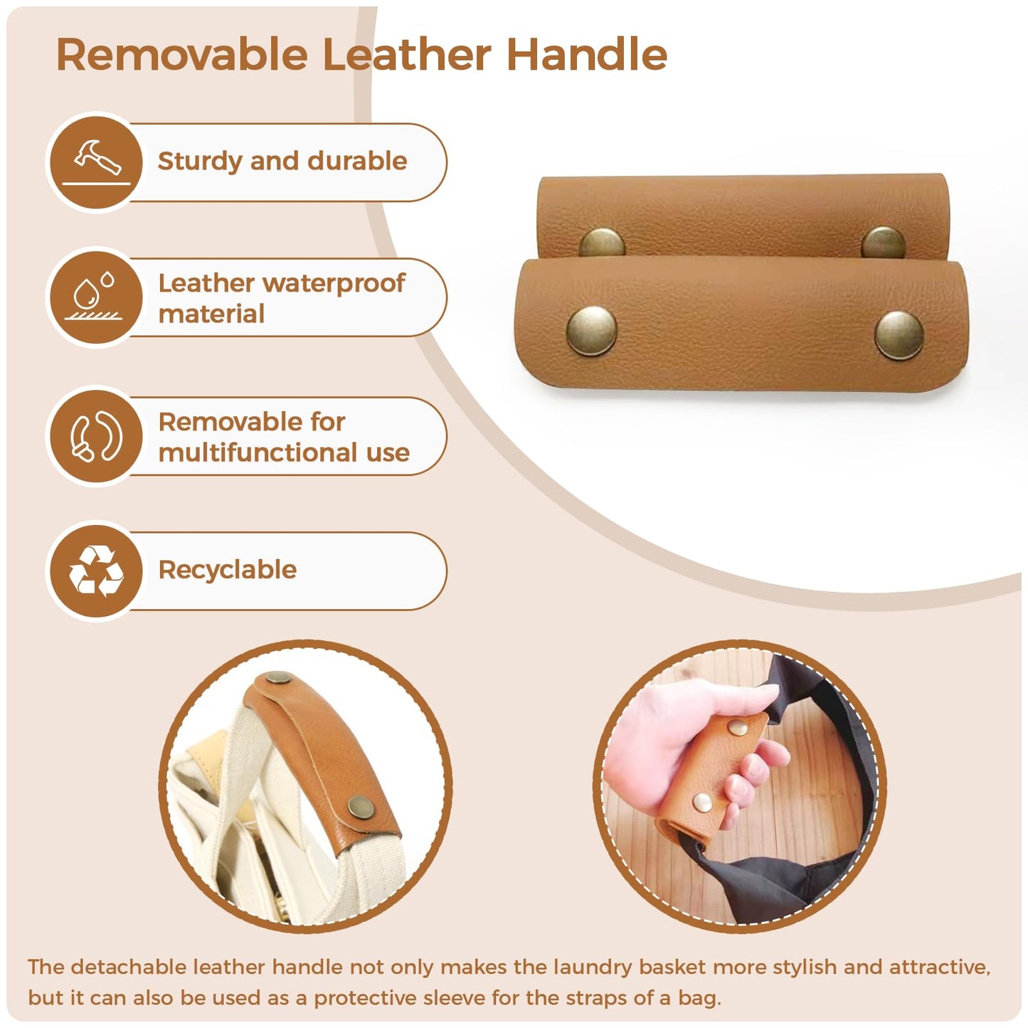 danpinera Blanket Basket, 72L Woven Storage basket with Leather Handle, Eco-friendly Decorative Storage Organization in Bathroom & Living Room for Towels 22 ''*17 ''*11.8 '', Gradient Brown