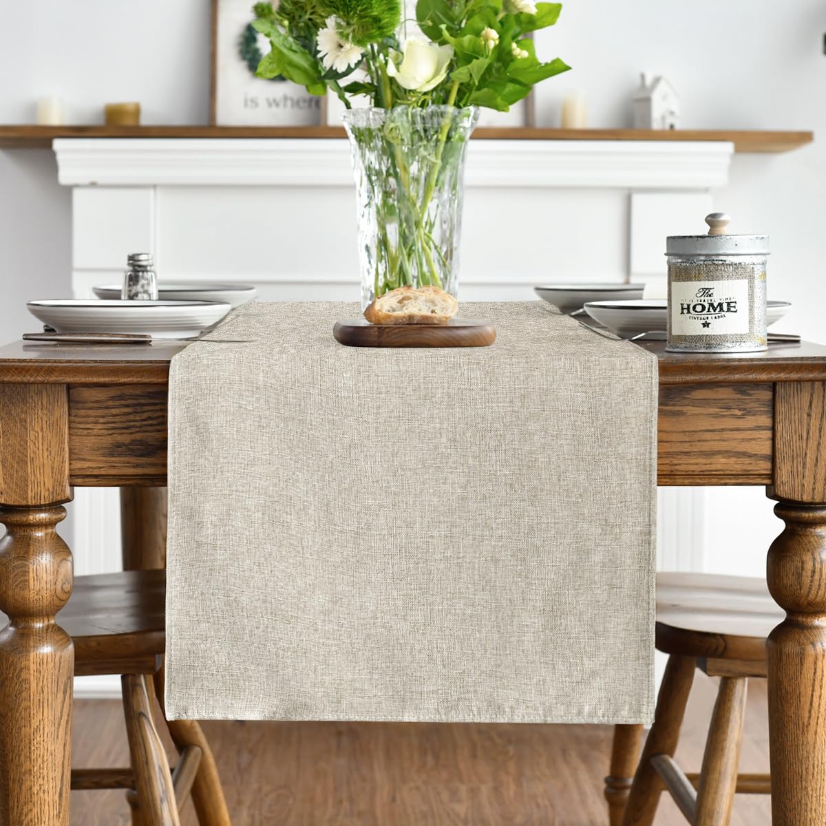 Artoid Mode Light Brown Table Runner, Seasonal Fall Washable Kitchen Dining Table Decoration for Home Party Decor 13x72 Inch
