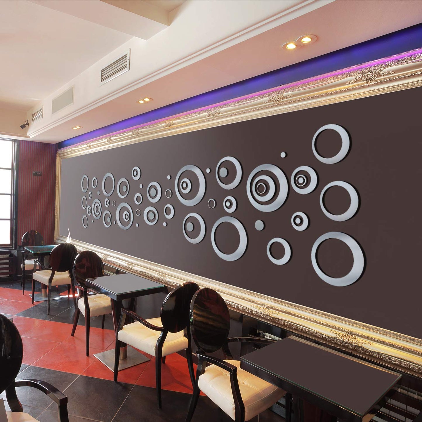 Shappy 72 Pieces Removable Round Mirror Wall Decal Circle Wall Mirror Stickers Silver Acrylic Decals for Living Room Bedroom Home Wedding Office Home Decor, 2.5-13.5 cm
