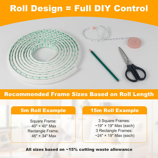 Peel and Stick Wall Molding Kit, 16.4FT x 0.91" EVA Flexible Trim for Interior Wall Decoration, Self-Adhesive Crown Molding for Wainscoting Panels and Paintable Peel and Stick Crown Trim