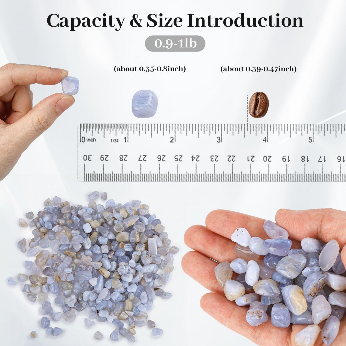 JOHOUSE Decorative Crystal Pebbles, 1 Lb(0.35"–0.8") Natural Quartz Stones Aquarium Gravel Sea Glass Rock Sand for Fish Turtle Tank Air Plants Decoration