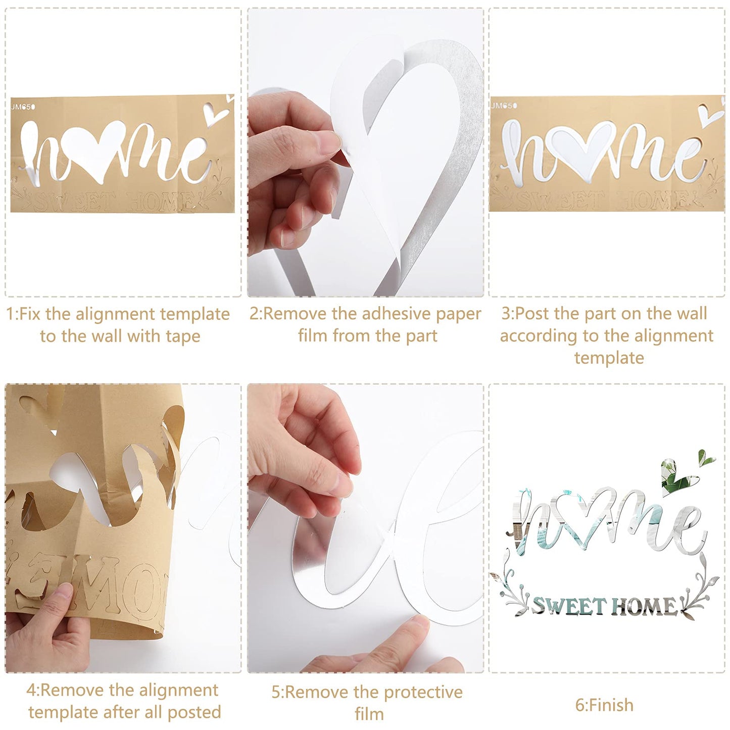 Kitchen Wall Stickers Kitchen The Heart of The Home 3D Acrylic Mirror Wall Decal Removable Quotes Sign Butterfly Heart Saying Decals DIY Art Decoration for Home Dining Room