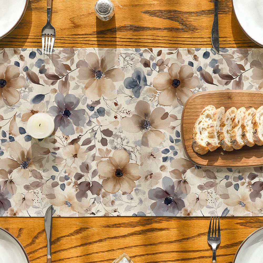 Artoid Mode Poppy Floral 210 GSM Spring Table Runner, Seasonal Summer Fall Kitchen Dining Table Decoration for Home Party Decor 13x72 Inch
