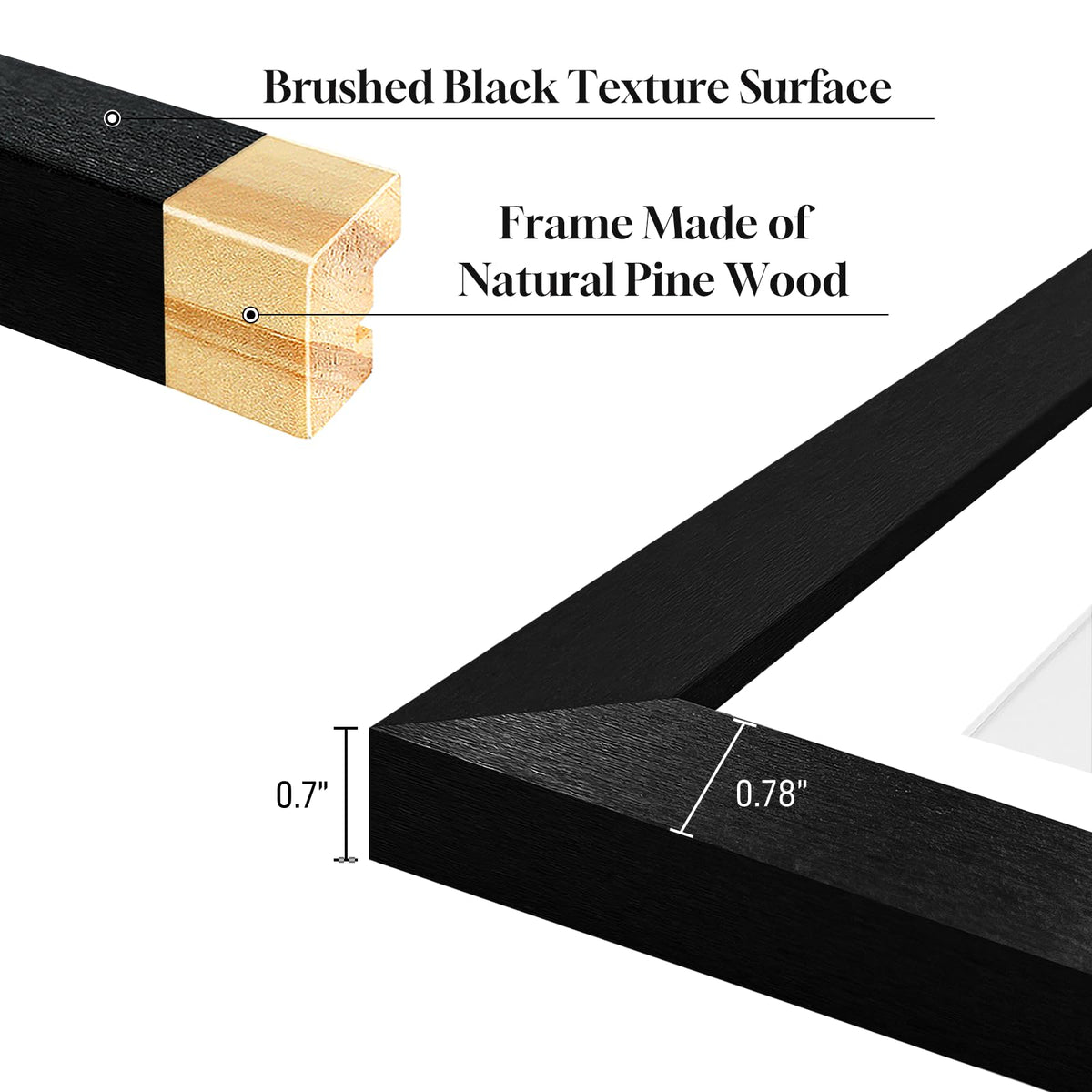 Lacopgr 4x6 Picture Frame Collage 7 Openings, 13.5"x15.5" Multi Photo Collage Frame 4"x6" Gallery Wall Decor Wooden, Black Frame with White Mat, Wood