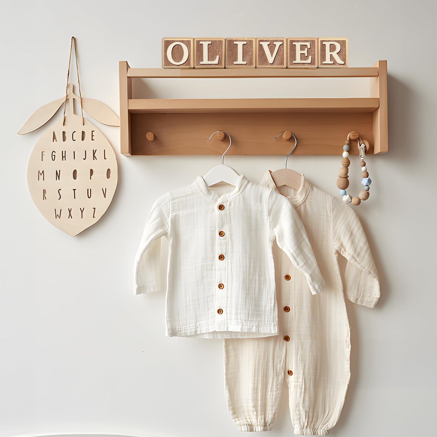 Custom Wooden Name Sign – 8-Letter Baby Blocks with 78 Wooden Alphabet Letters, Personalized Nursery Décor for Montessori, Baby Shower & Nursery Name Signs