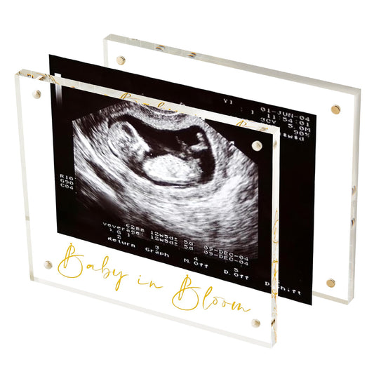 Calculs Baby US Frame Baby in Bloom Ultrasound Sonogram Keepsake Acrylic Picture Frame Freestanding Double Sided Magnetic Lucite Frameless Display Gifts
