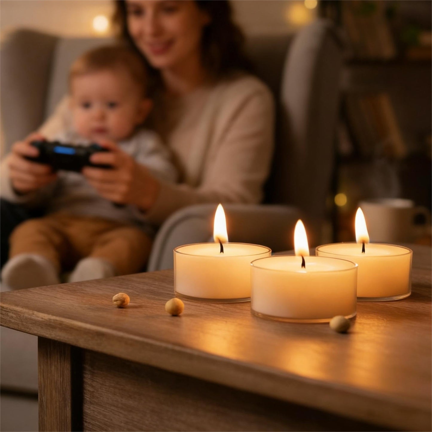 Soy Wax Tealight Candles 25Packs, 4 Hour Long Burning, Unscented White Smokeless Candles, Non-Toxic Paraffin-Free Clear Acrylic Cup Tea Lights for Weddings, Home, Emergencies & Dinner