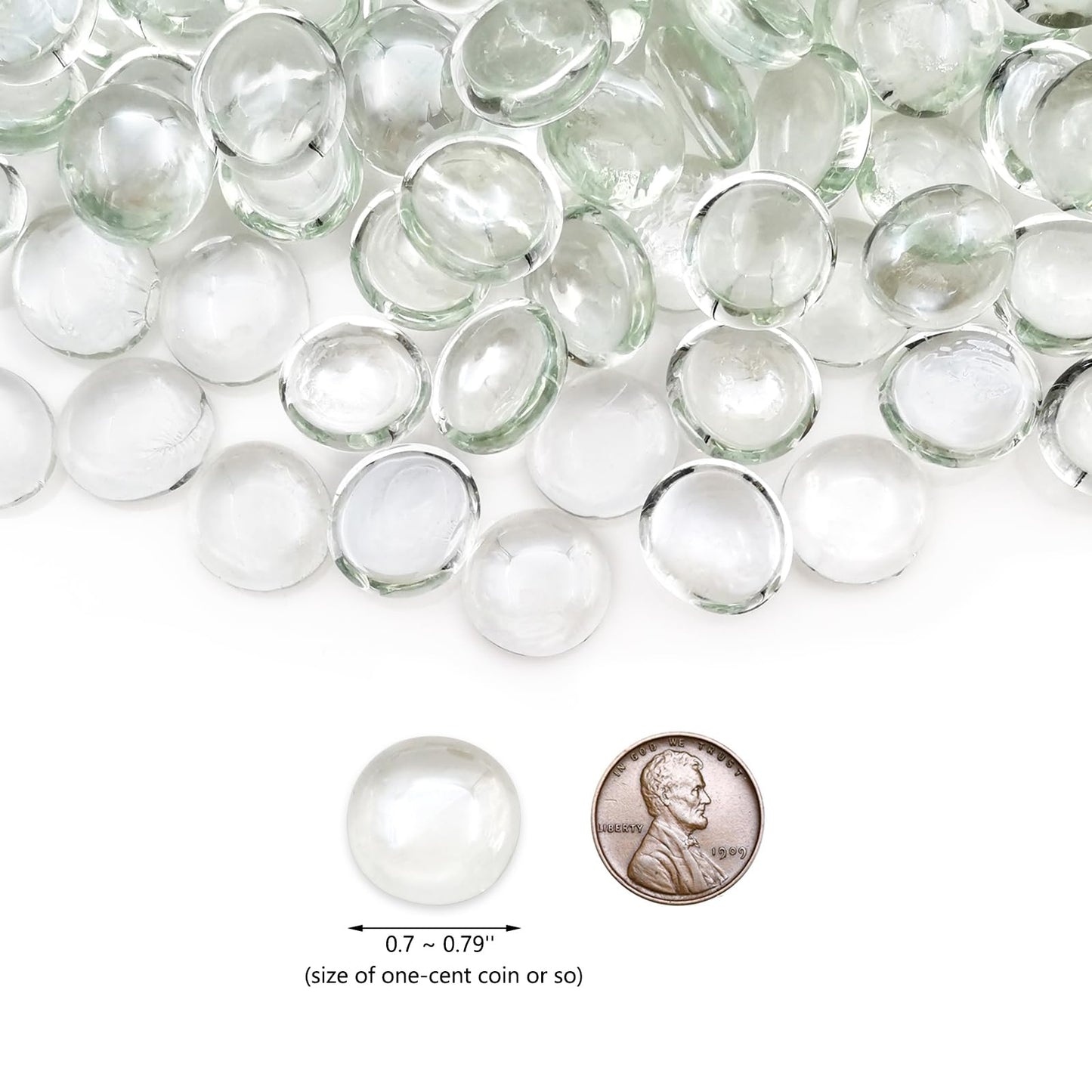 Ismosm Flat Glass Marbles 2LB, High-Luster Glass Vase Filler Beads, Translucent Glass Pebbles for Vases, Crafts, Fire Pit Glass, Aquarium Decorations, Centerpieces, Landscaping