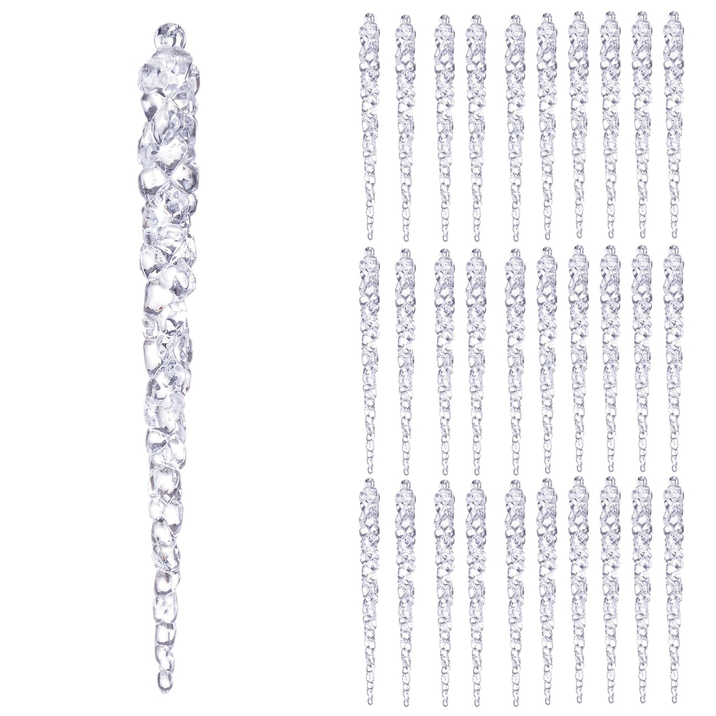 Diahom Christmas Icicle Hanging Ornaments 30pcs 5 Inches Acrylic Xmas Tree Garland Crystal Decorations Wall Window Mantel New Year Holiday Wedding Winter Party Home Decor