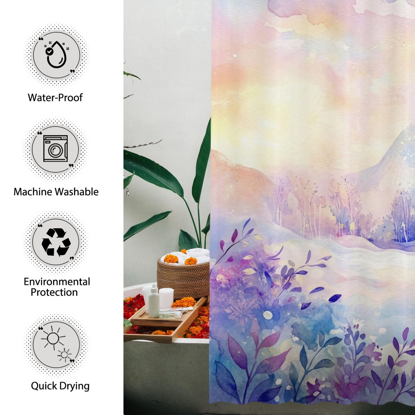 Funnytree Dreamy Snow Castle Shower Curtain 72"x72" - Waterproof Fabric Bathroom Decor for Kids Boys Girls Men Women, Easy Care Washable (Hooks Not Included)