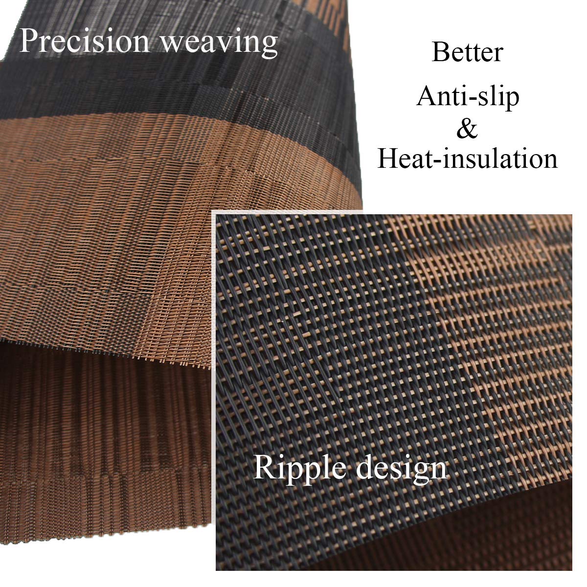 PIGCHCY Placemats,Durable Placemats for Dining Table,Washable Woven Vinyl Kitchen Placemats Set of 4 (Brown)