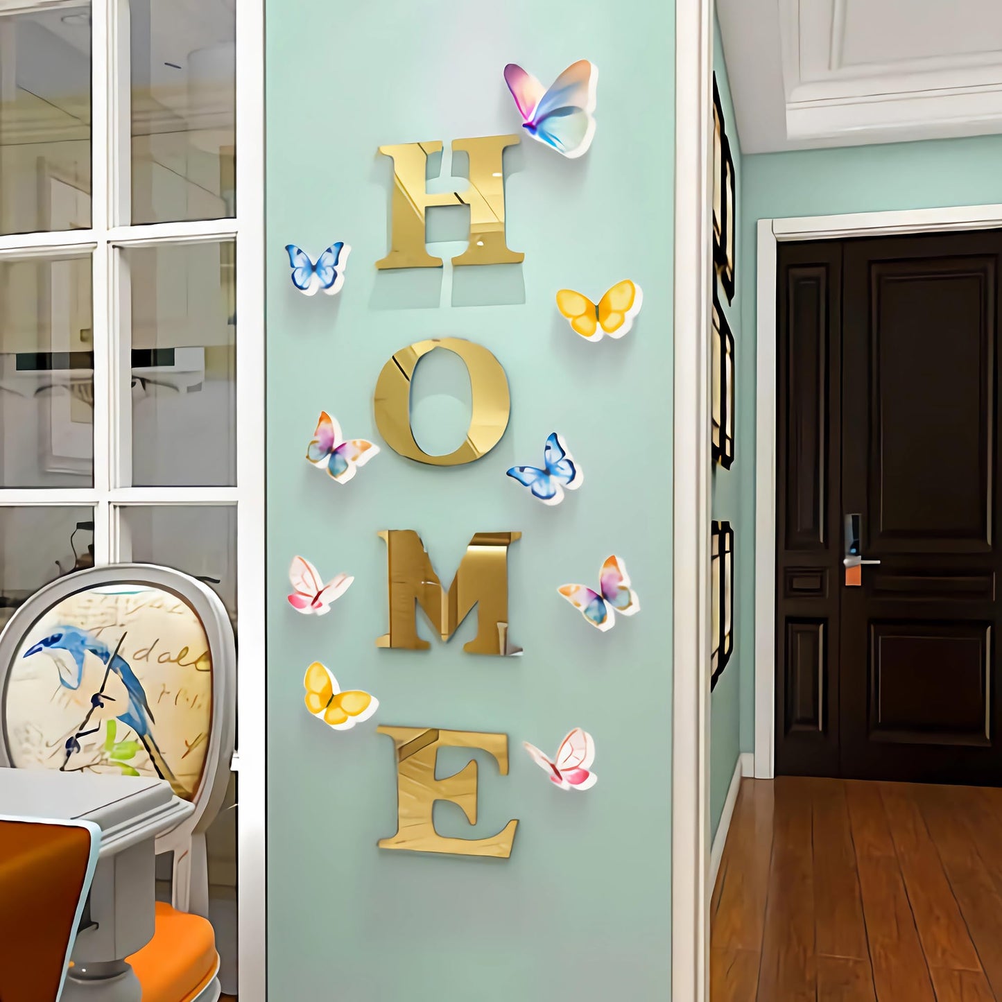 Taesytii Home Letters Sign Wall Decor Living Room Gold Acrylic Mirrors Art Wall Stickers Peel and Stick Wall Decals Modern Decoration Pictures for Living Room Entryway Dining Room Murals