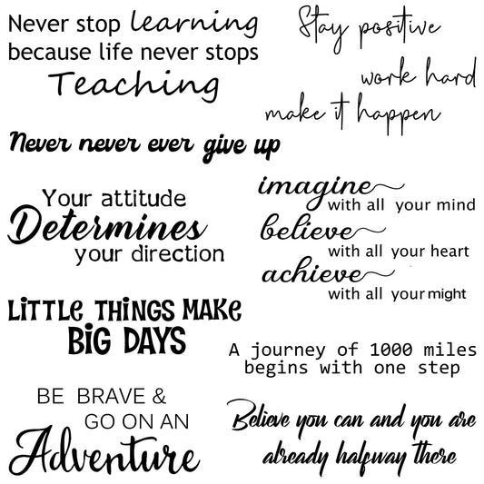 9 Pcs Vinyl Wall Decals Inspirational Quotes Stickers Removable Motivational Positive Saying Encouragement Affirmation Stickers Peel and Stick for Home School Classroom Office