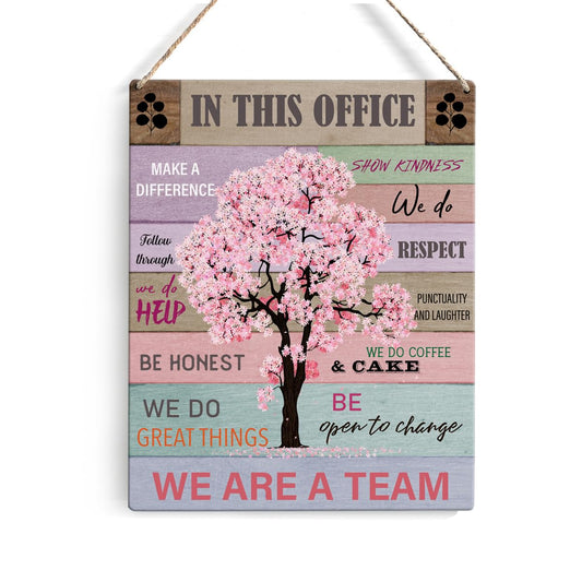Let Them Office Quote Pink Tree Signs Wall Decor Desk Accessories Rustic in This Office Make a Difference Wooden Hanging Sign Decoration for Home Office Door 8 x 10