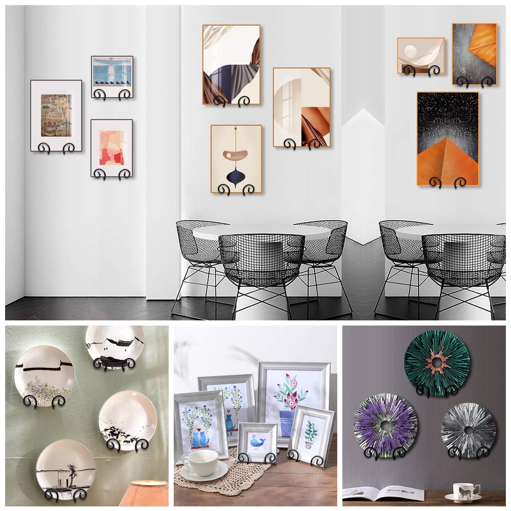MOCOUM 4 Pack Wall Mount Plate Display Stands, Medium Wall Easel Holder Plate Hanger Vertical Plate Stand Holders, Wall Display Picture Frame Stand for Decorative Plates, Arts (Circle, 6 inch)