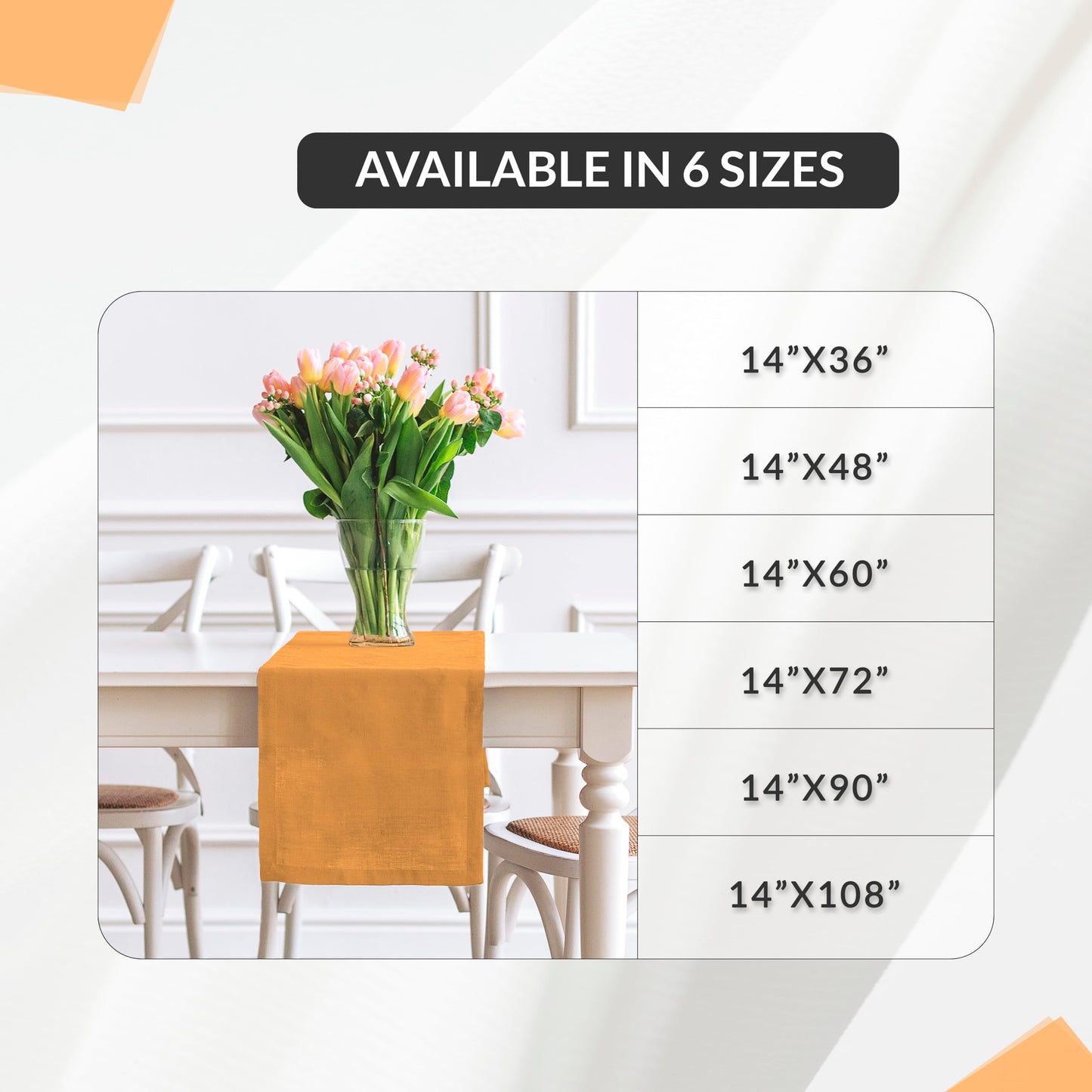 Calicot Table Runner 100% Cotton Table Runners 48 inches Long Home, Kitchen, Dining, Party, Wedding, Spring/Summer & Thanksgiving Christmas Decorations (Apricot Yellow, 14" x 48")