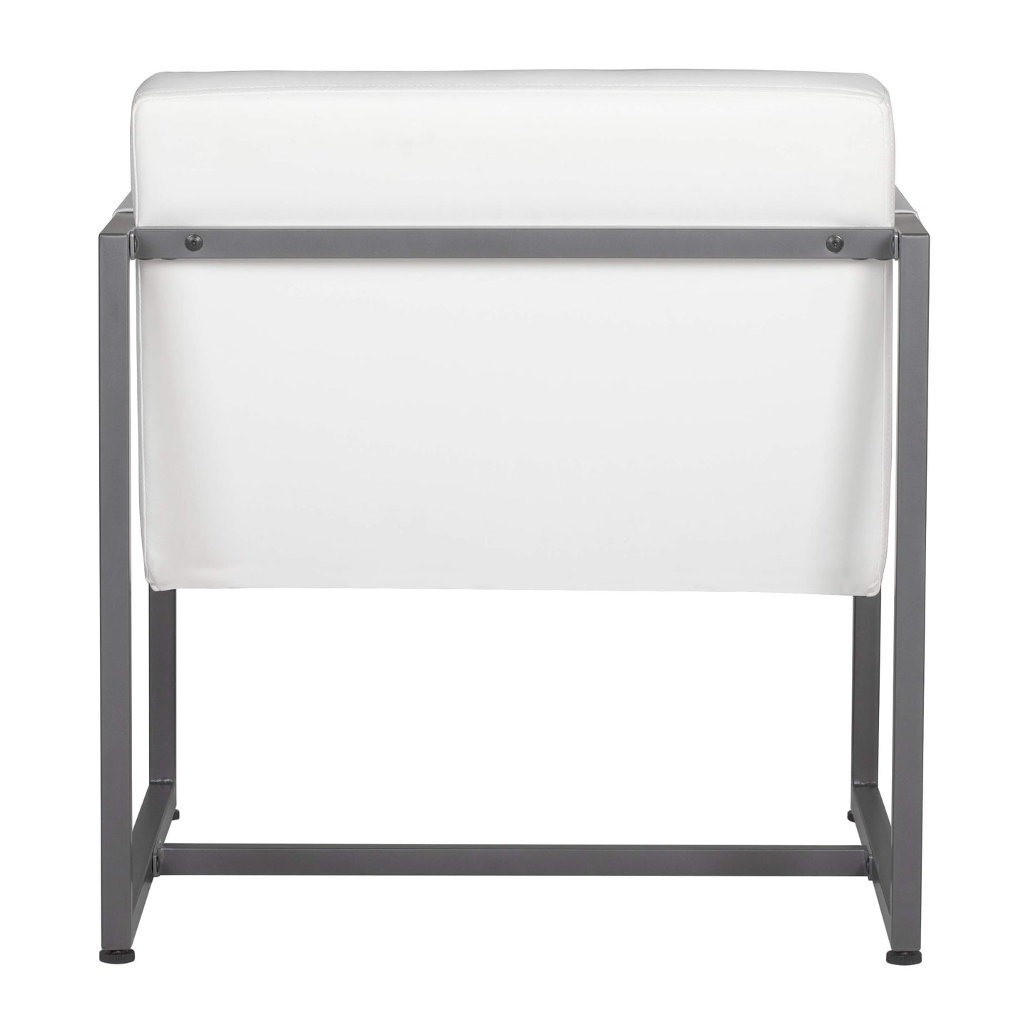 Studio Designs Home Modern Accent Chair Camber Mid-Century, Pewter Grey Metal Frame & White Bonded Leather