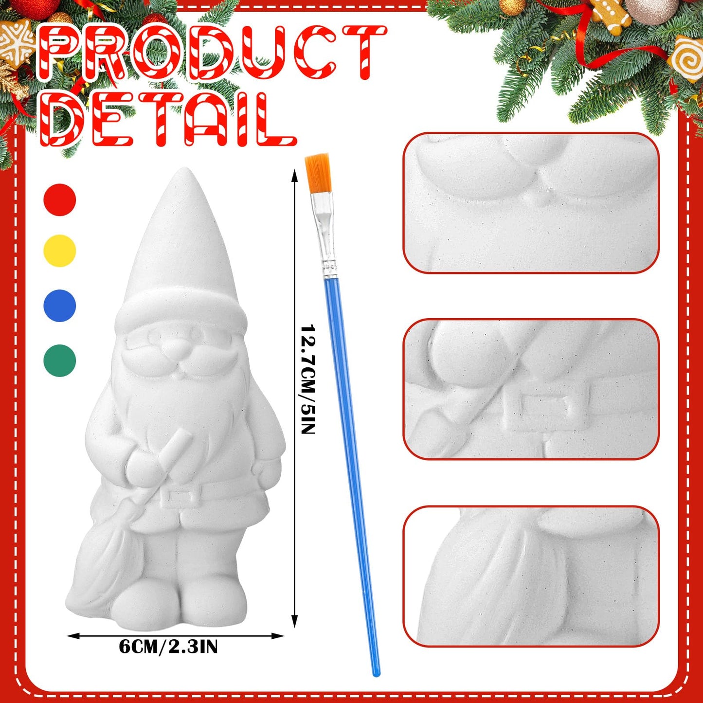 Barydat 4 Sets Spring Ceramic Gnomes to Paint Ready to Paint Your Own Gnome with Brush 5 Inches Arts Crafts for Adults Xmas DIY Figurines Kit