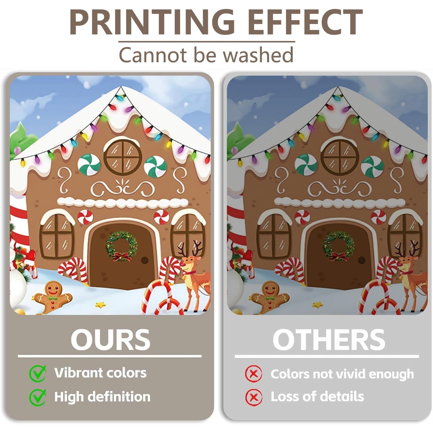 CRTPOD Christmas Backdrop Winter Gingerbread House Xmas Tree Snowman Gifts Background New Year Photography Banner for Birthday Christmas Party Decorations Supplies Photo Photobooth Props 7x5ft