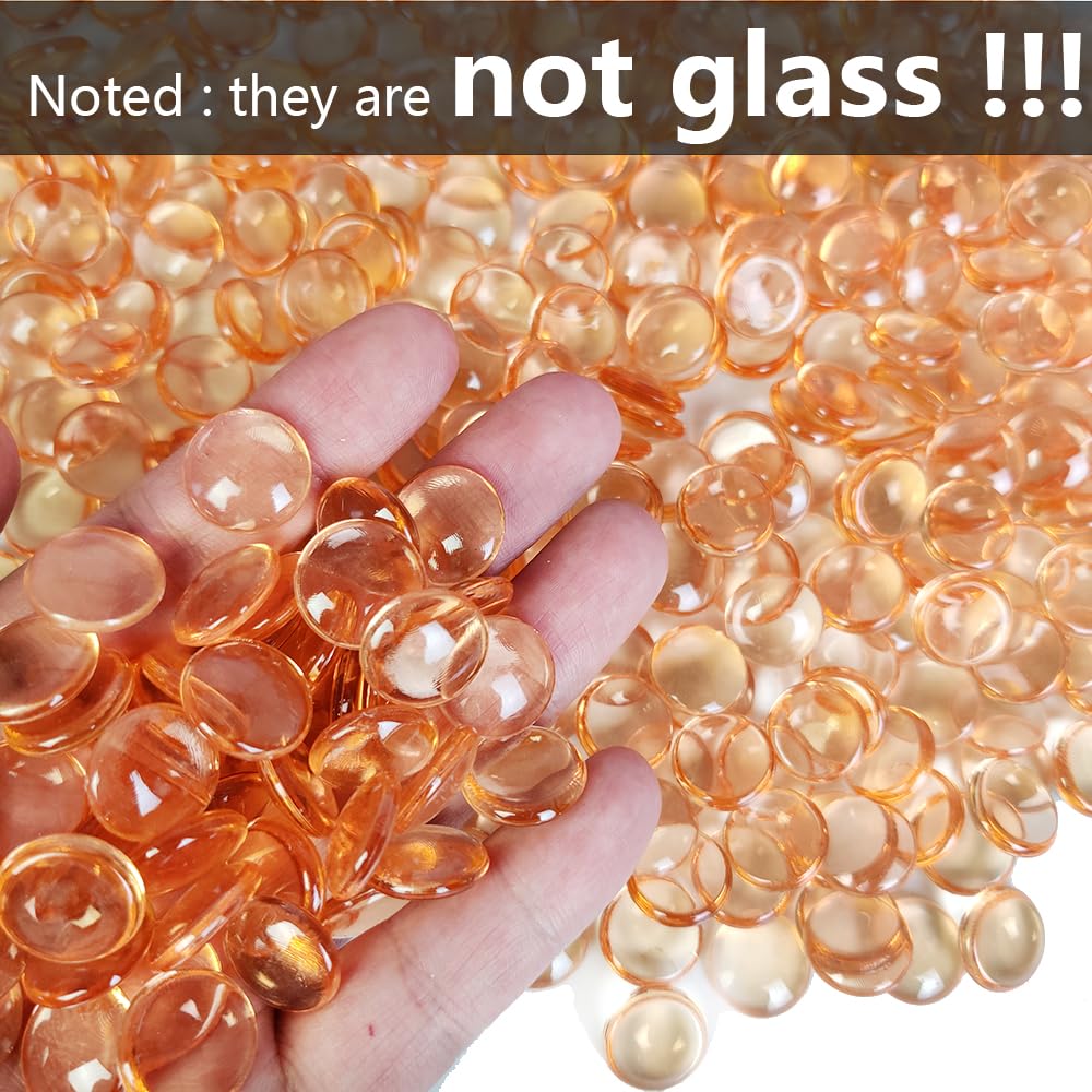 HappyFiller 630 Pcs Home Decoration Wedding Centerpieces Champagne Acrylic Flat Marbles Fake Gemstones for Table Scatter,Vase Fillers,Floral,Party Decor,Candle Holder Gems Beads