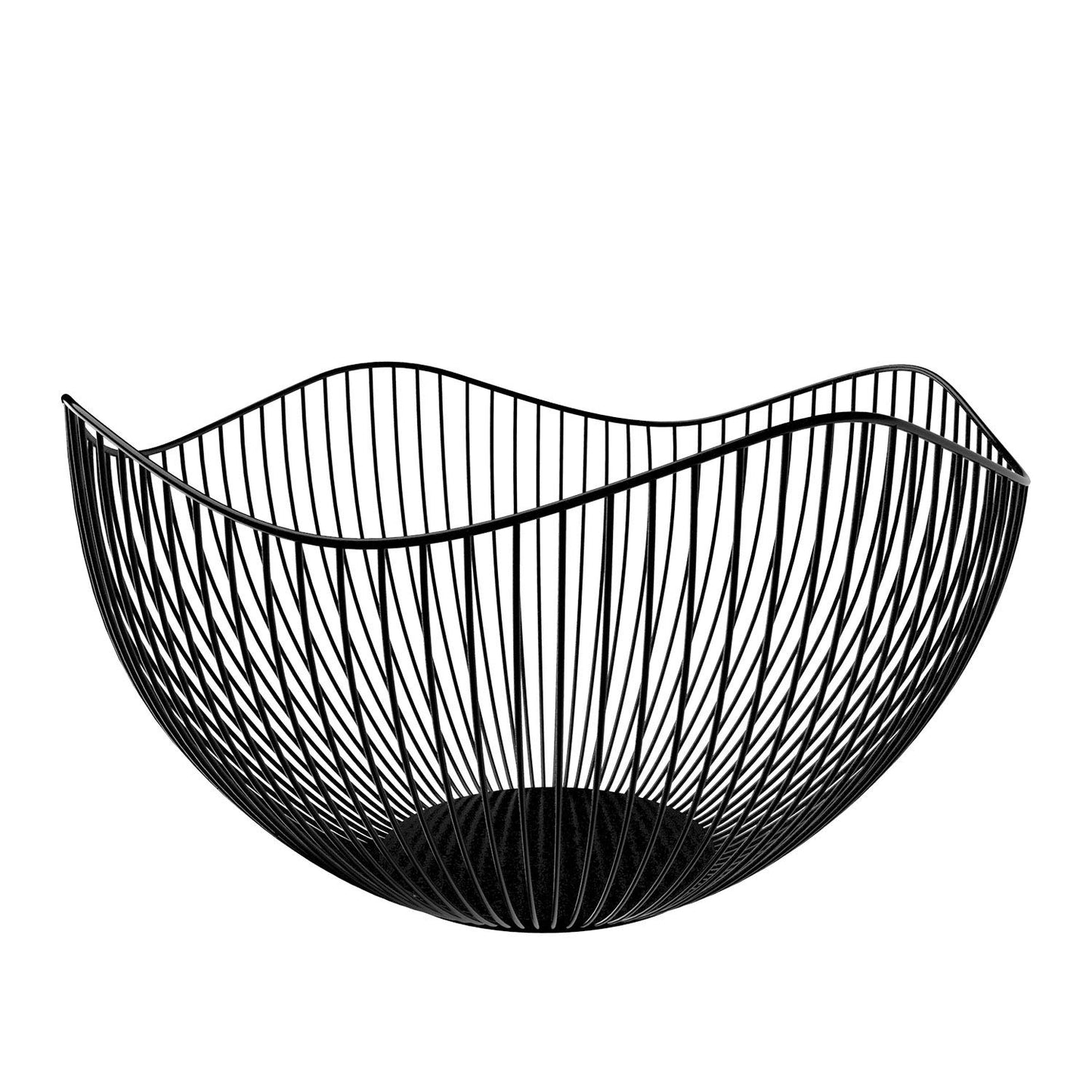 DMAR Wire Fruit Basket for Kitchen Counter with Wave Design. Black Fruit Bowl for Fruits & Veggies