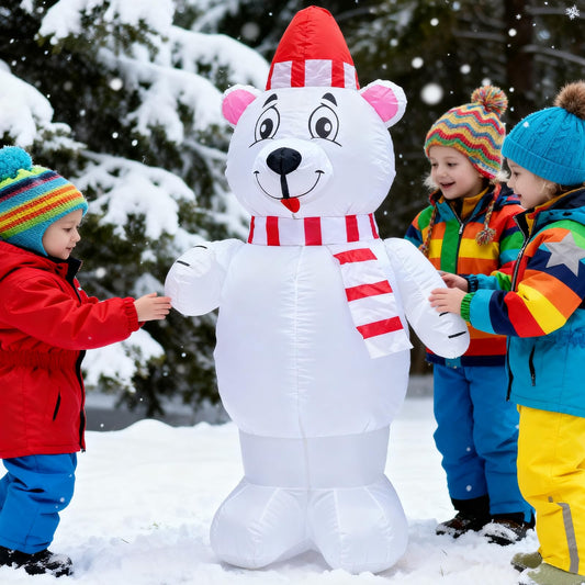 TRMESIA 4FT Inflatable Christmas Bear Decoration,with LED Lights Indoor Outdoor Holiday Decor, Cute Christmas Blow up Decor for Yard Lawn Garden,Festive Atmosphere Perfect for Home Party Decor