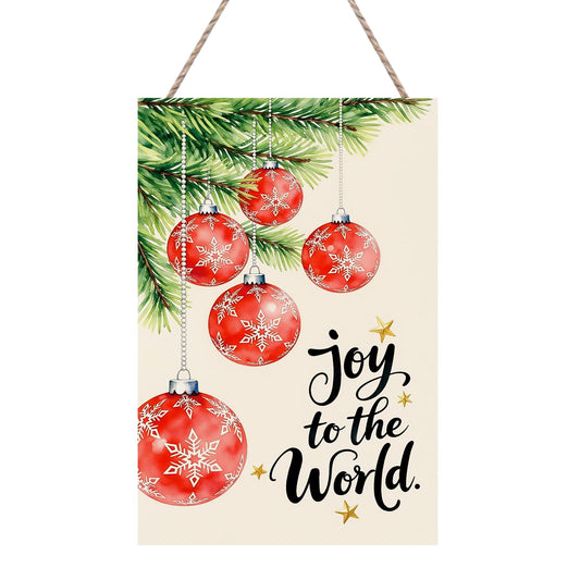 Christmas Wall Decor 12x8in Wood Sign - Jingle Bells Design with "Joy to the World" Quote for Church Home Community Room Decor