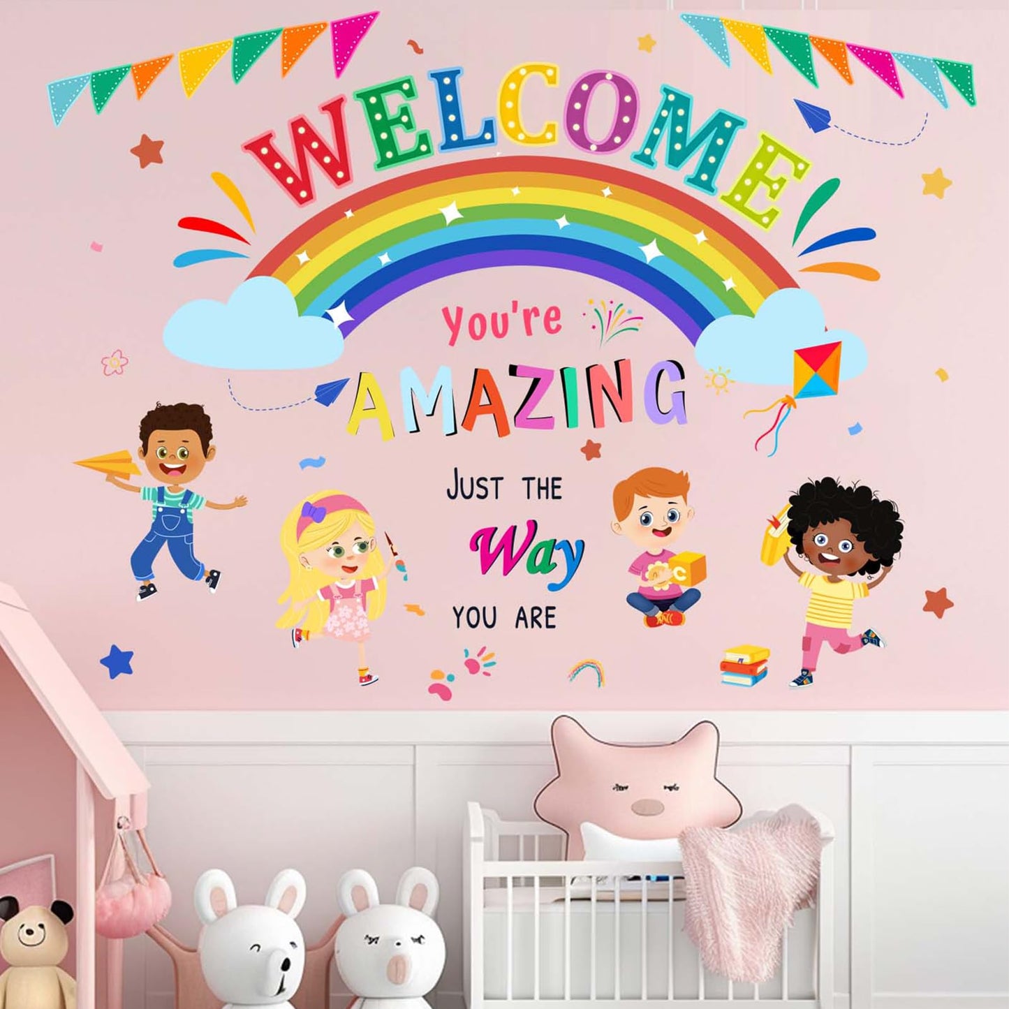 Amimagen You are Amazing Inspirational Quotes Classroom Wall Stickers - Reading Corner Rainbow Wall Decals - Nursery Kids Room Daycare Playroom Classroom Wall Decor